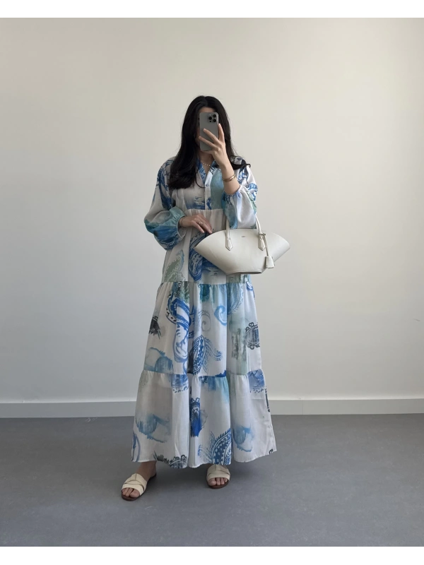 MİLES MAVİ UZUN ELBİSE