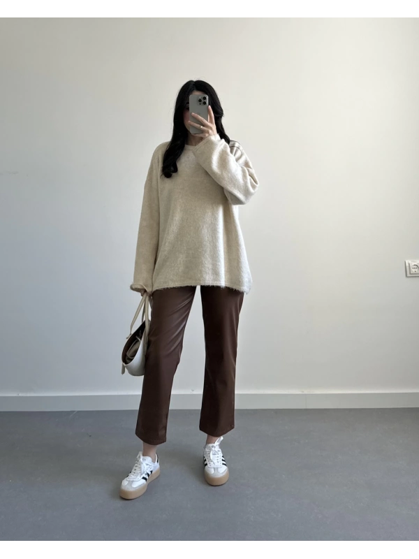 MNG KAHVE DERİ PANTOLON