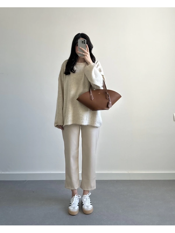 MNG BEJ DERİ PANTOLON