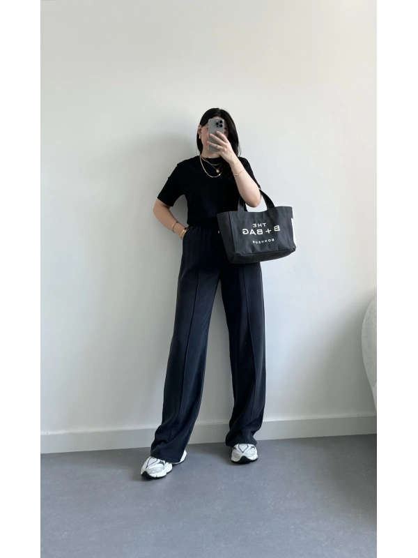 MSD koyu antrasit tensel palazzo pantolon