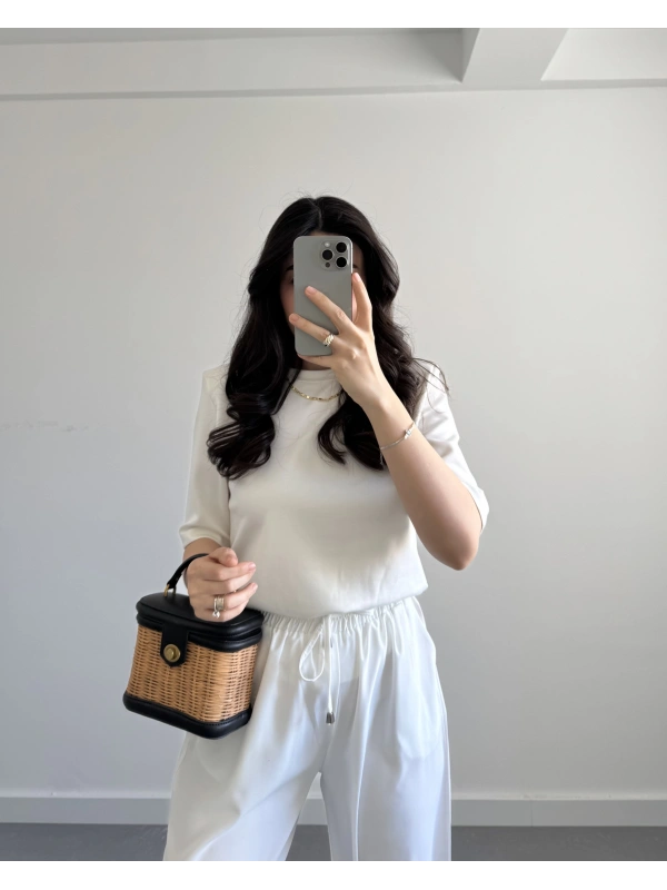 MSD BEYAZ VATKALI YARIM KOL TSHİRT