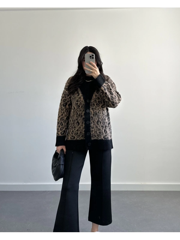 MSD KAHVE- SİYAH SAKALLI LEOPAR HIRKA