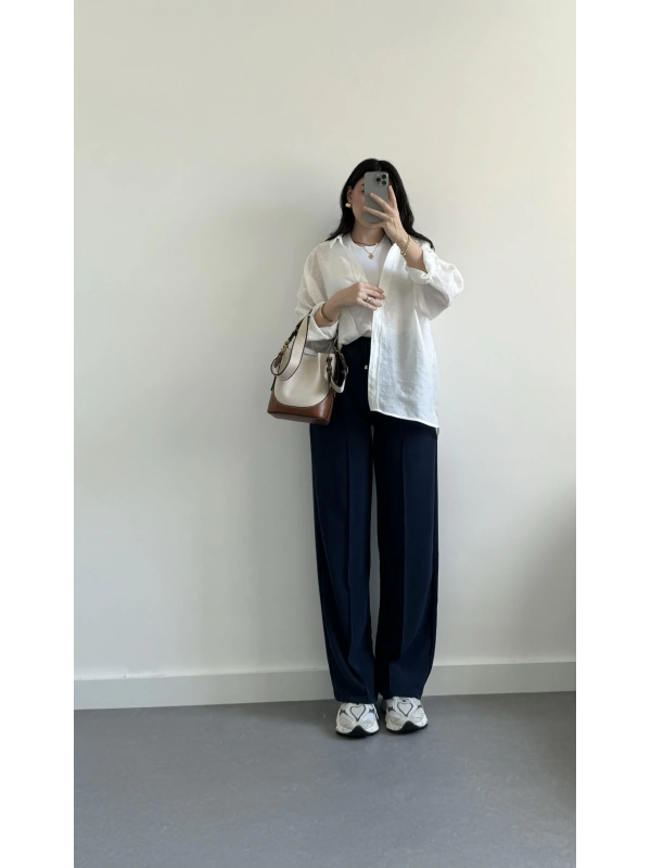 Msd lacivert palazzo pantolon