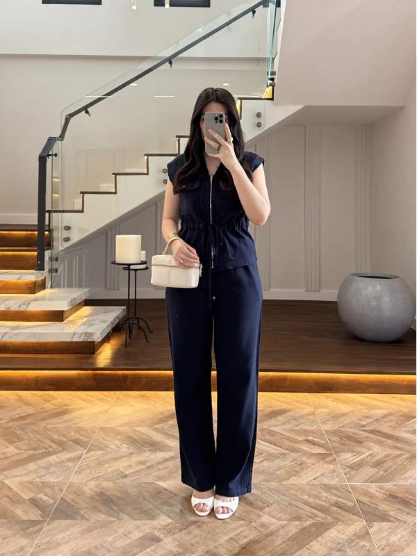 MSD LACİVERT SIFIR KOL YELEK TAKIM-8602