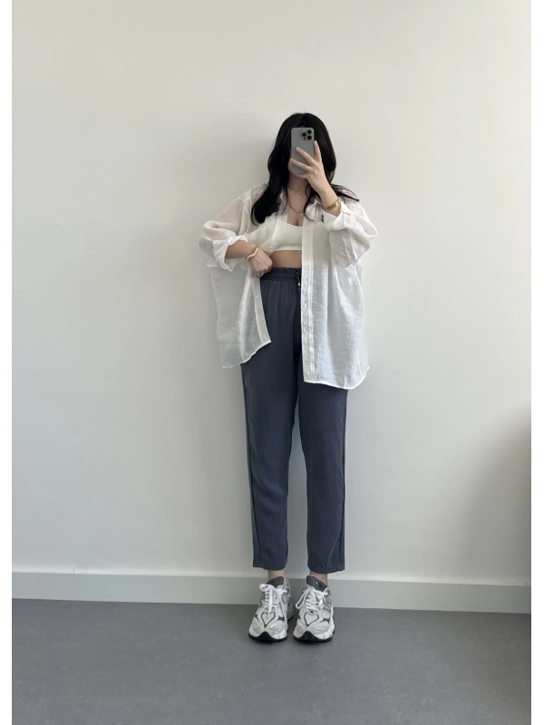 Msd mavi gri tensel havuç pantolon