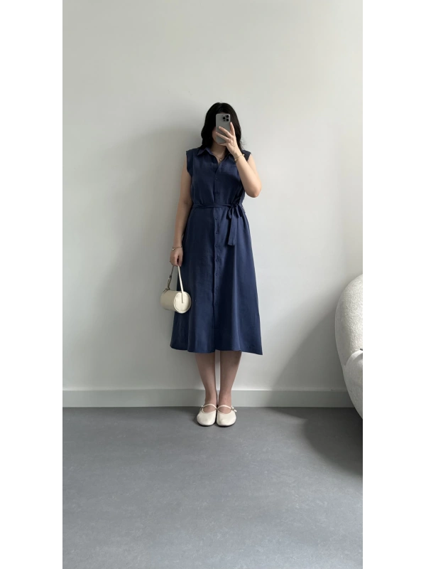 Msd mavi tensel gömlek elbise