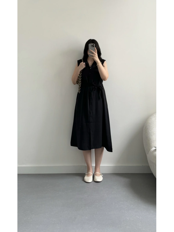 Msd siyah tensel gömlek elbise