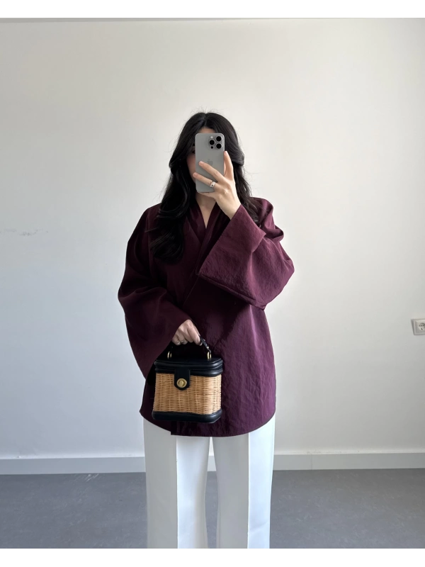 MÜRDÜM SEDEF KUMAŞ YANDAN BAĞLAMALI KİMONO