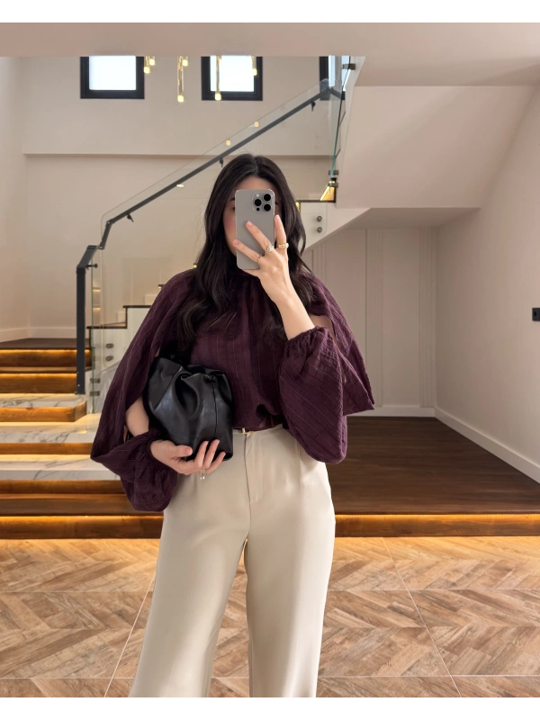 MÜRDÜM TASARIM BALON KOL BLUZ -5415