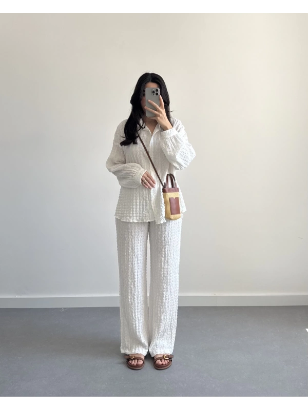 NIA BÜRÜMCÜK BEYAZ İKİLİ TAKIM