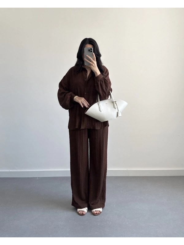 NIA BÜRÜMCÜK KAHVE İKİLİ TAKIM