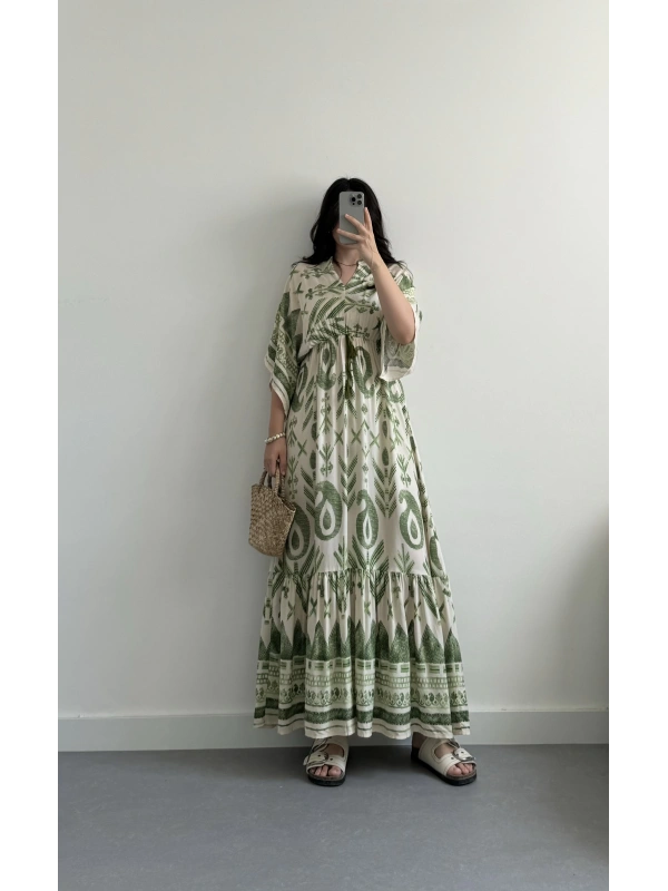 Nora yeşil uzun elbise