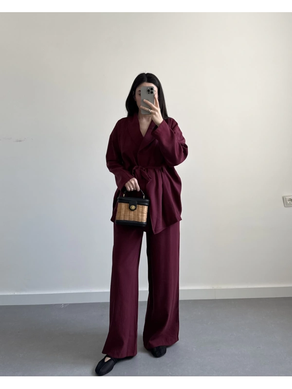 NRE BORDO TASARIM KUŞAKLI TAKIM