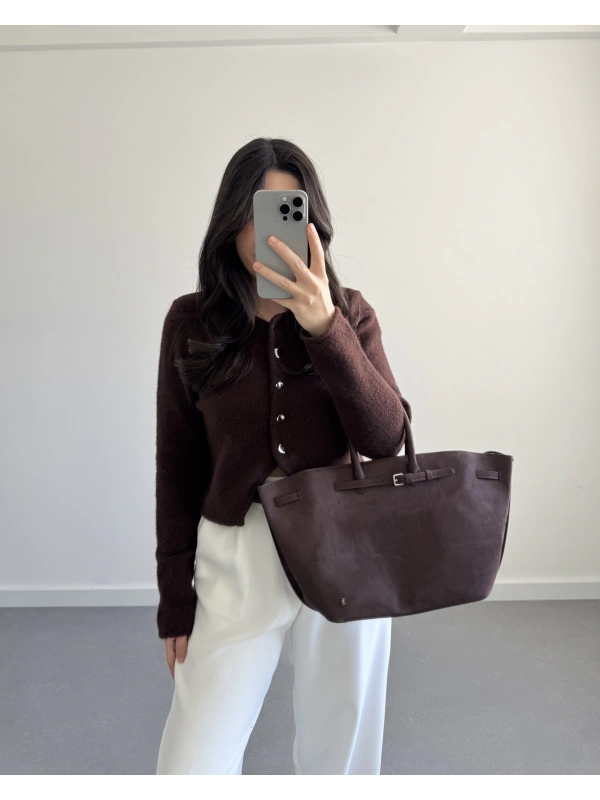 ÖNÜ DÜĞMELİ HIRKA KAHVE