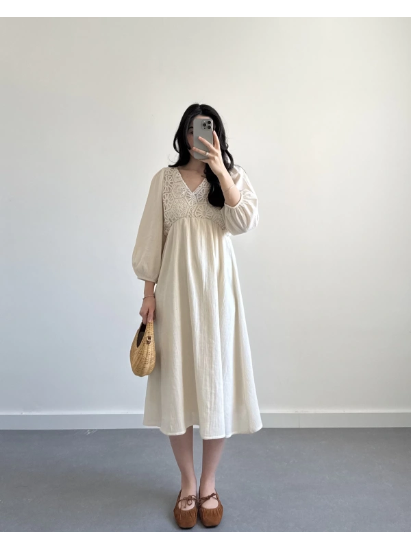 OWEN BEJ DANTELLİ ELBİSE