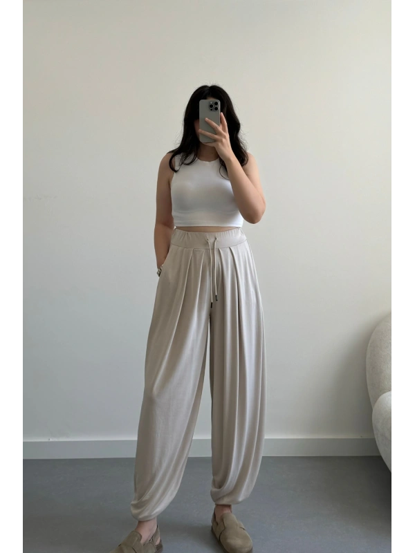 Oysh Bej Şalvar Modal Pantolon