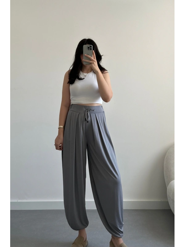 Oysh Gri Şalvar Modal Pantolon