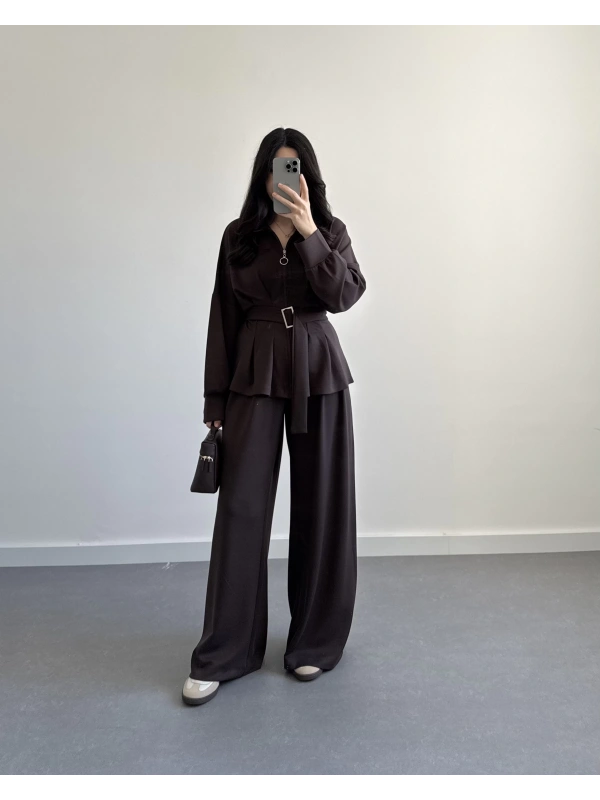 OYSH MODAL PİLELİ TAKIM KAHVE