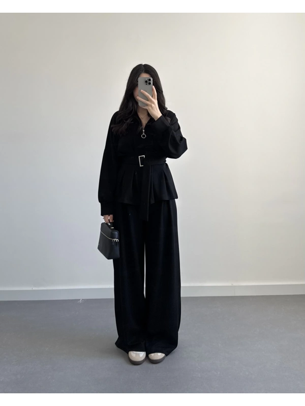 OYSH MODAL PİLELİ TAKIM SİYAH