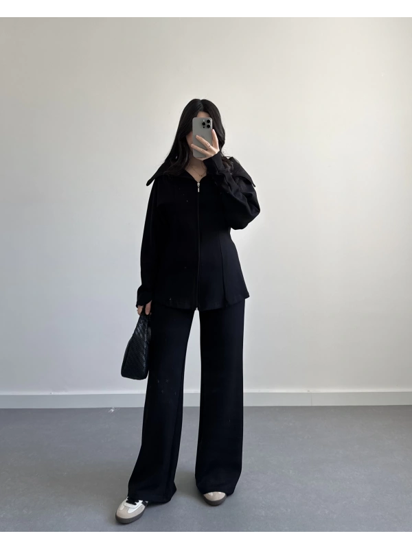 OYSH PARMAK GEÇİRMELİ CEKET TAKIM SİYAH