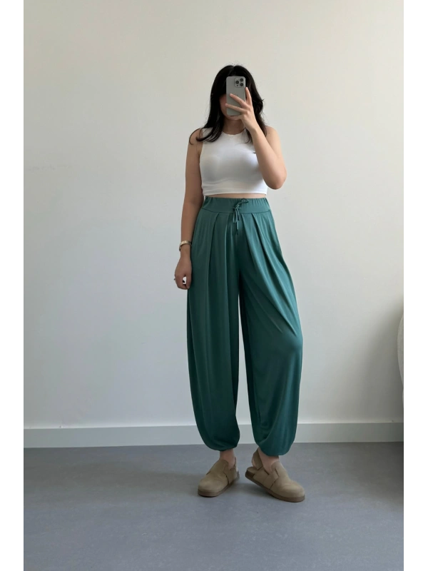 Oysh Yeşil Şalvar Modal Pantolon
