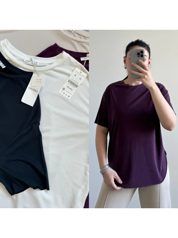 Oysho mürdüm modal Tshirt