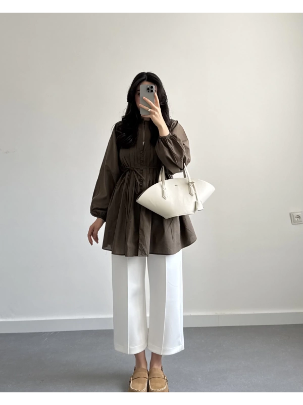 Pamuk Vual Biyeli Gömlek Haki