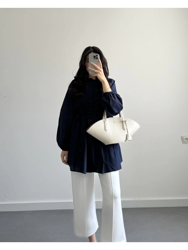 Pamuk Vual Biyeli Gömlek Lacivert