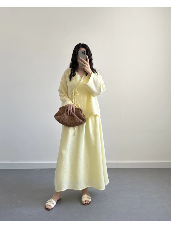 PAUL SARI MÜSLİN ETEK TAKIM