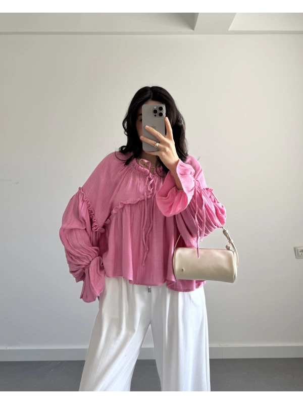 PEMBE TASARIM SALAŞ BLUZ