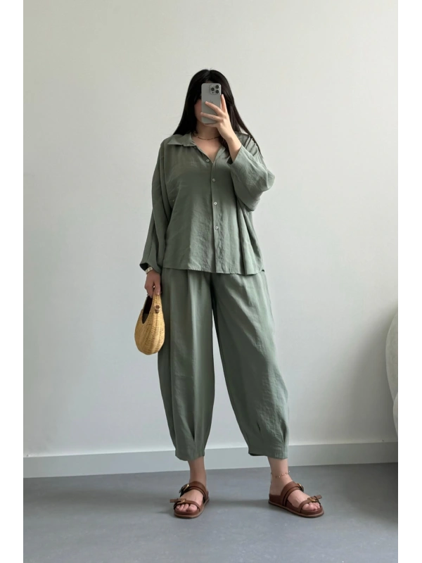 Pery Koyu Mint Yeşil Gömlek Takım