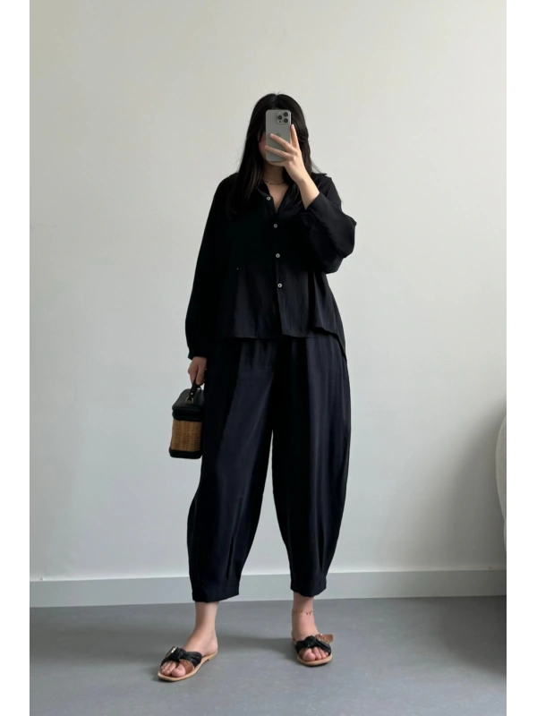 Pery Siyah Gömlek Takım