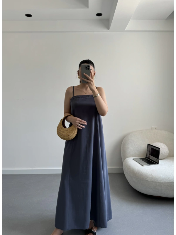 Petrol Mavi Premium Tensel Elbise