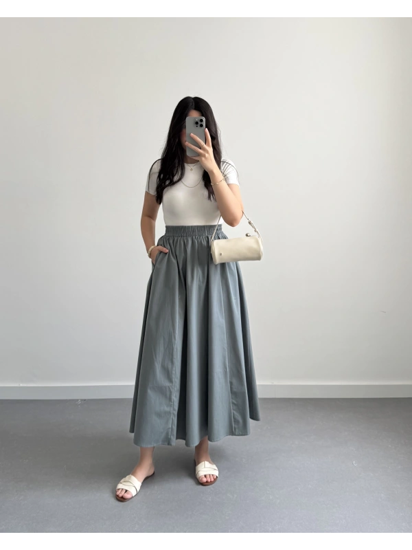 PETROL MİDİ BOY POPLİN ETEK