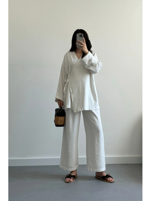 Pinterest Model Kimono Takım Beyaz