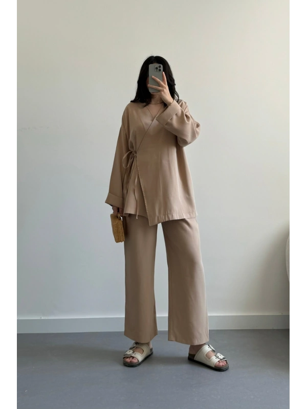 Pinterest Model Kimono Takım Camel