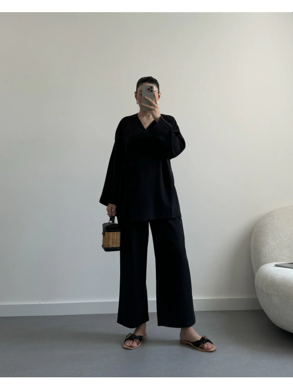Pinterest Model Kimono Takım Siyah