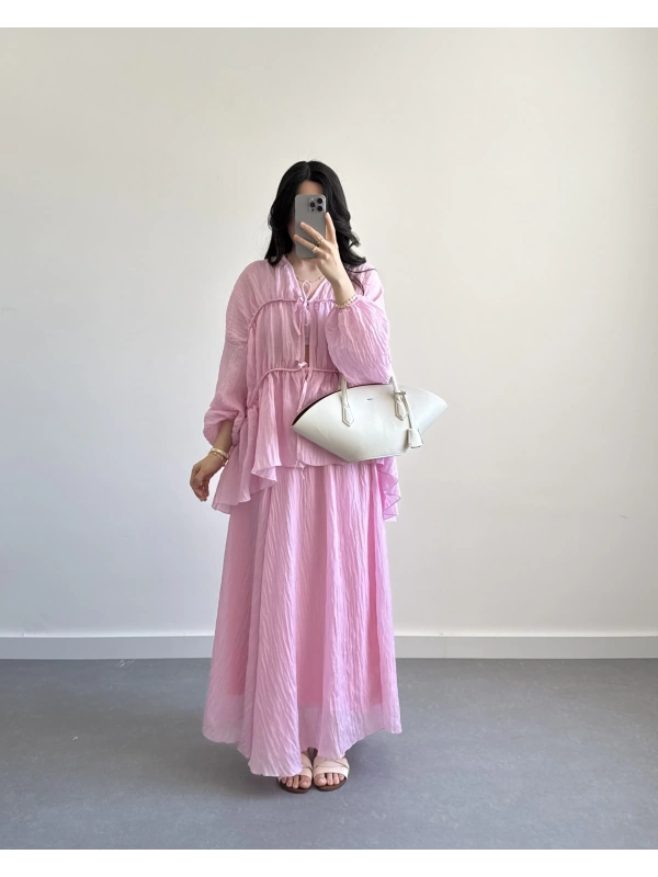 PLN PEMBE PİNTEREST CRUSH ETEK TAKIM