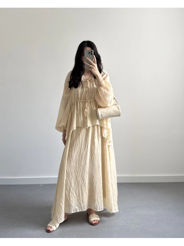 PLN SARI PİNTEREST CRUSH ETEK TAKIM