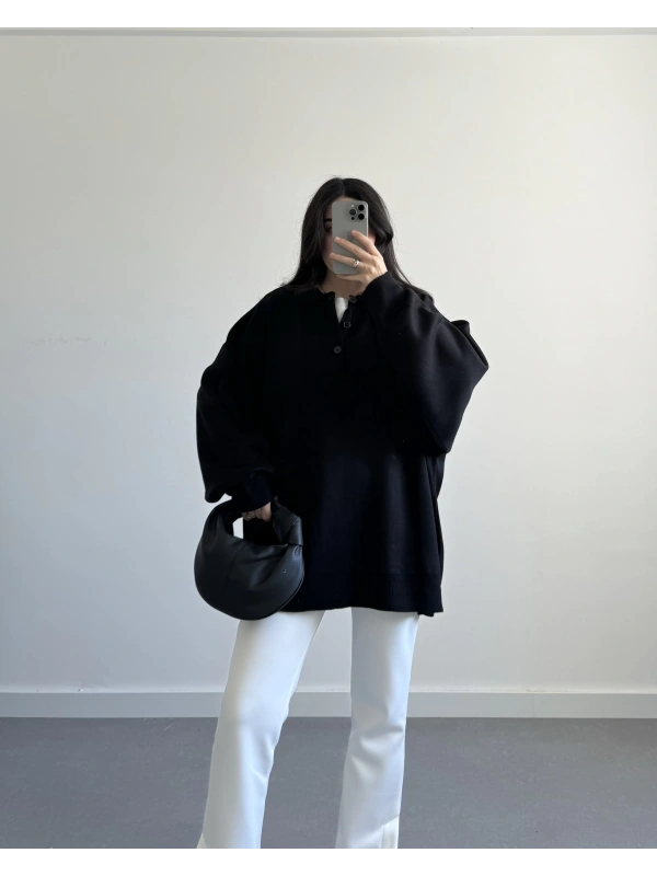 POLO YAKA SİYAH PINTEREST PREMİUM KAZAK