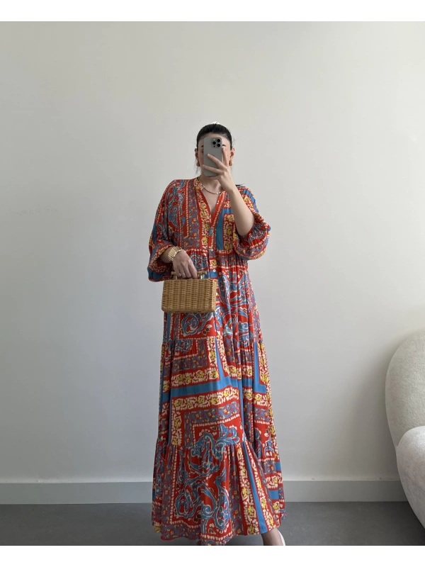 Premium kalite desenli salaş elbise