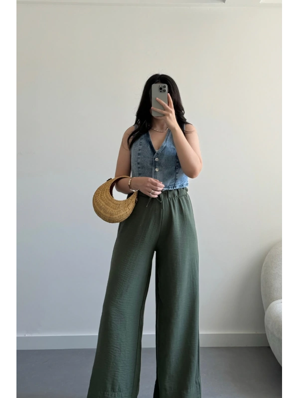 Rayne Haki Keten Pantolon