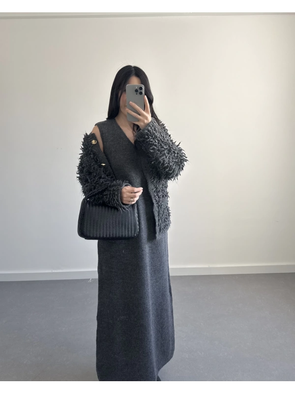 SAÇAKLI HIRKA ELBİSE ANTRASİT