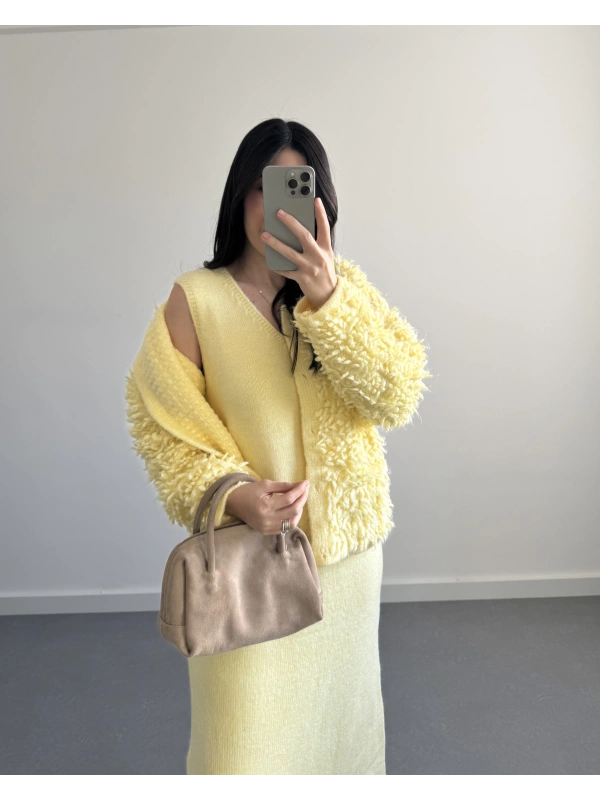 SAÇAKLI HIRKA ELBİSE SARI