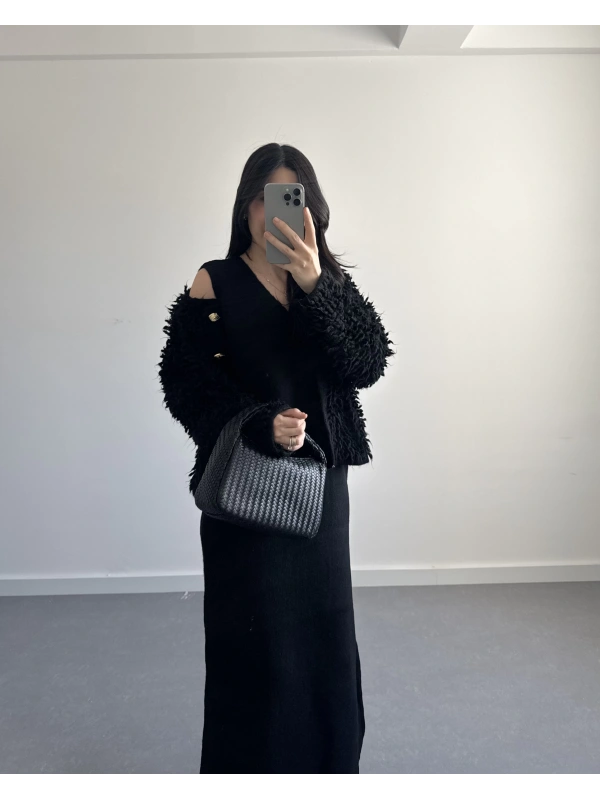 SAÇAKLI HIRKA ELBİSE SİYAH