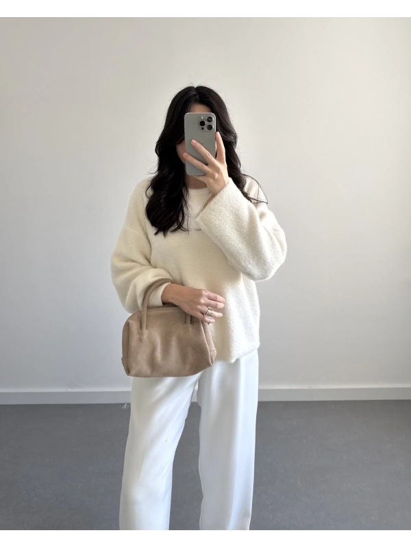 SAKALLI YUMOŞ KAZAK EKRU