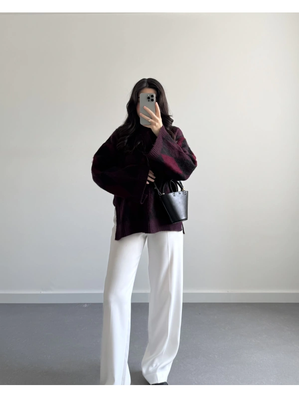 ŞARDON BAKLAVA KAZAK SİYAH-BORDO