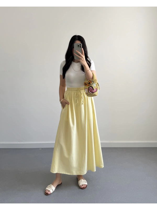 SARI KETEN MİDİ BOY ETEK