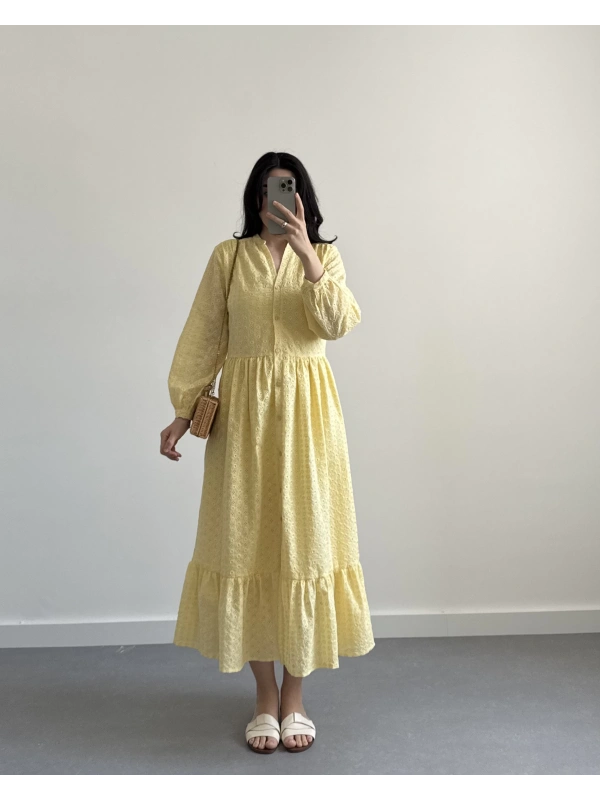 SARI MIDI BOY FİSTO ELBİSE