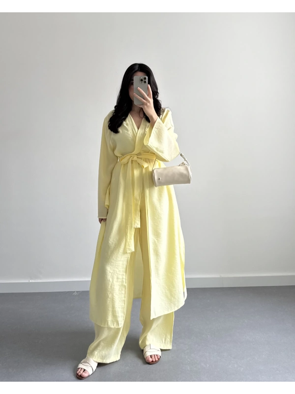 SARI TENSEL PREMİUM KİMONO TAKIM